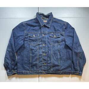 JEAXXS Denim Jacket Men’s 2XL Blue Jean Work‎ Trucker Button Dark Wash Western